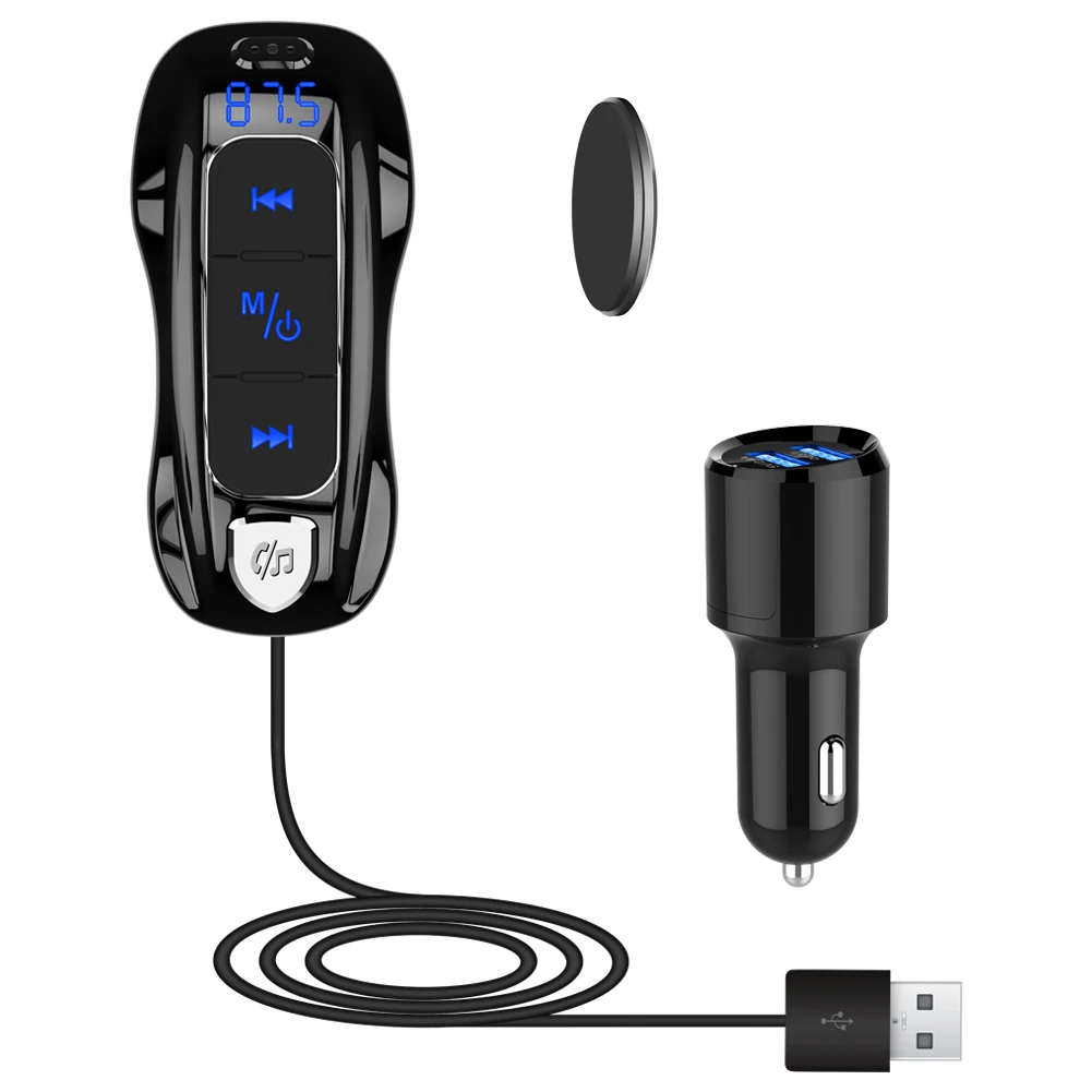 BC56 Car Bluetooth FM Transmitter Handsfree MP3 Player QC 3.0 USB Charger