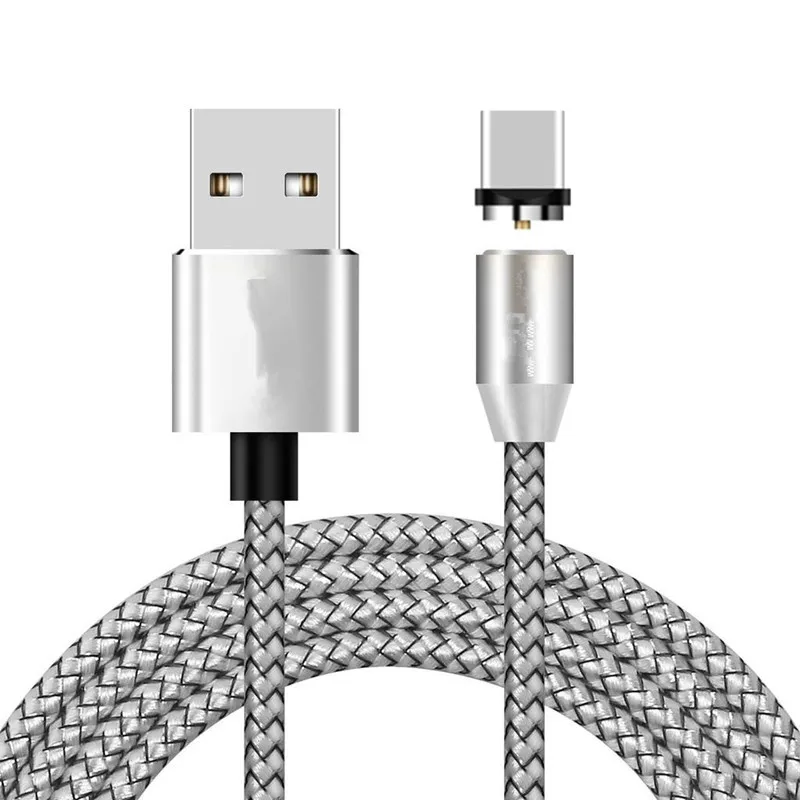 Осветительный кабель Магнитный Зарядное устройство Тип-C USB Дата-кабель для samsung Galaxy S10 S10e S9 S8 плюс S7 A10 A20 A30 A40 A50 A6S A7 A8S A9 Pro - Цвет: silve Type Cable