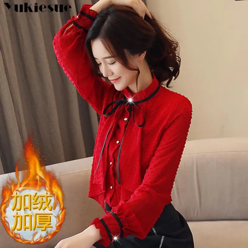 winter warm women tops and blouses Women chiffon Blusas Femininas Blouses Women Shirts Crochet Blouse Lace Shirt clothe