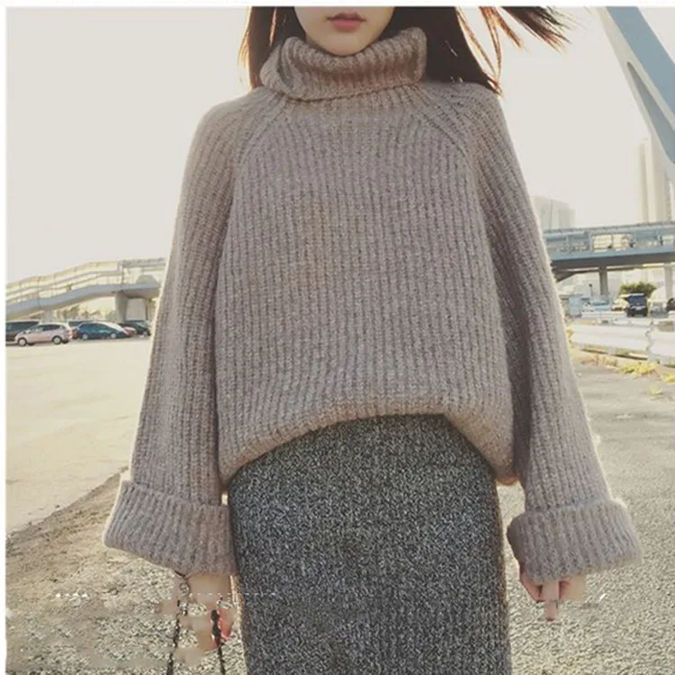 

Winter WOMEN'S Suit-Style Two-Piece 2019 New Style Thick High Collar Sweater And Skirt Cold of Autumn And Winter Dress Outfit