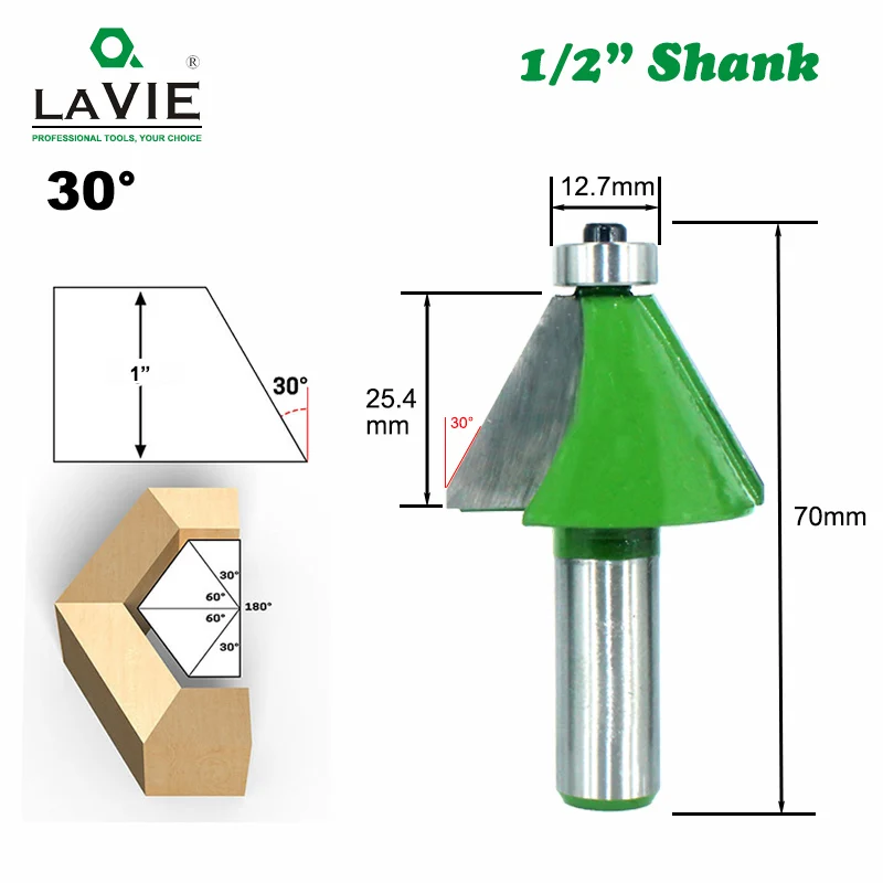 LAVIE 5 шт. 12 мм 1/" хвостовик Фаска фрезы 11,25 15 22,5 30 45 градусов фрезы для дерева машины MC03233