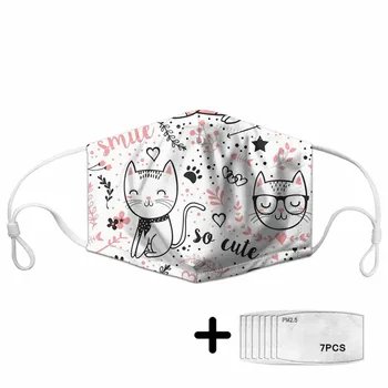 

Children Cartoon Face Mask with PM2.5 Cute Cats Pattern Tollder Protective Mask for Girls Boys White Kids Winter Reusable Mask