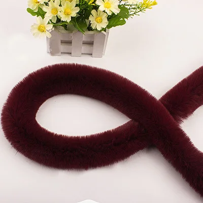 Wine red Высококачественная лента из искусственного меха кролика Рекс, пушистая отделка, сделай сам, домашний декор, швейный костюм, кружевная отделка 1y - Цвет: Wine red