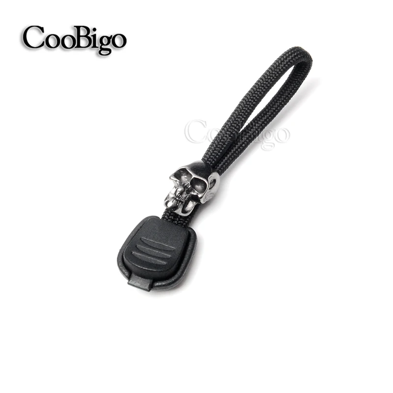 5pcs Length 3" With Skull Bead Charm Zipper Pull For Outdoor Backpack Paracord Bracelet Bag Garment Hardware Parts Accessories