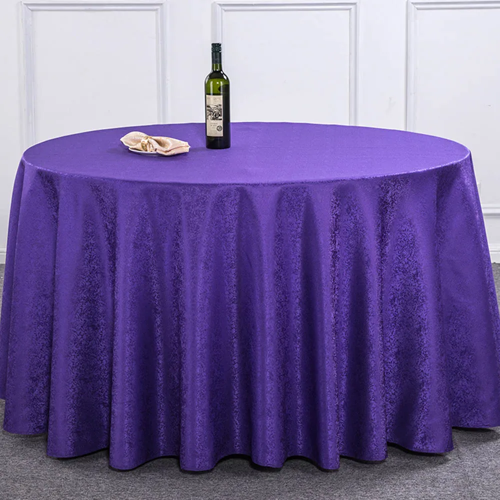 Dobby Round Tablecloth Wine Red/White/Beige/Red/Purple Hotel Table Cloth Restaurant Dining Table Co