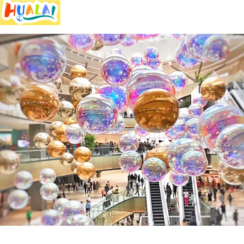 

inflatable Mirror Balls Reflective Balloon for shopping mall Stage lobby mall hotel party wedding PVC hanging decoration