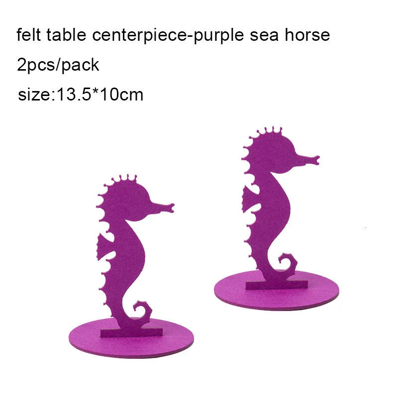 2 шт Русалка Вечерние Русалочки украшения DIY Войлок стол центральный под морем девушка день рождения наборы; детский душ - Цвет: purple seahorse