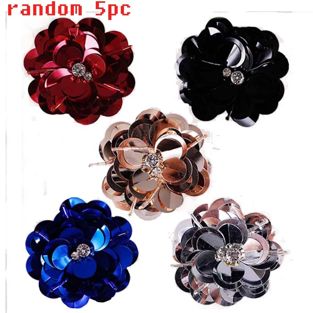 609random 5pc Вышитые Патчи 3D цветок бисера аппликация пришить платье футболка свитер джинсы одежда патчи аксессуар - Цвет: 609random 5pc