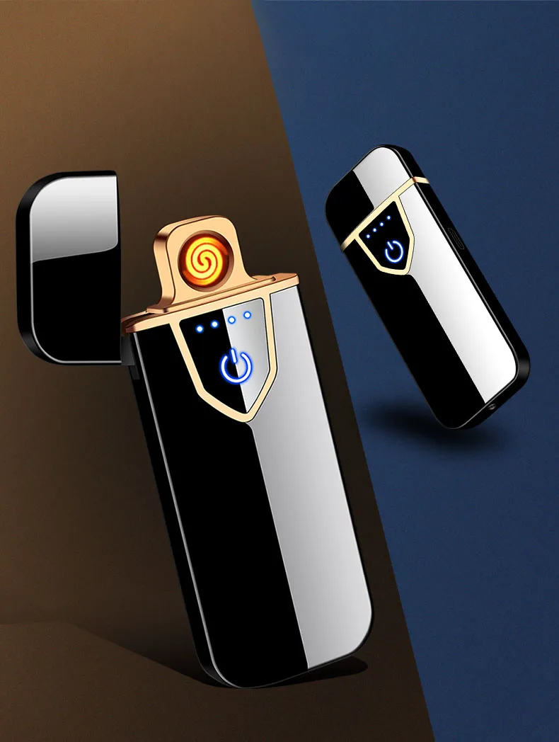 Вольфрамовая турбо USB Зажигалка плазменный сенсорный переключатель Зажигалка сигареты для курения сигарета Электронная зажигалка Бесплатный лазерный логотип