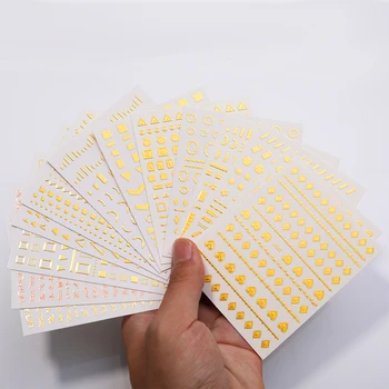 

Gold Silver 3D Bronzing Tape Nail Art Sticker Flower Leaf Star Designs Adhesive Transfer Sliders Decals Decoration DIY Tool