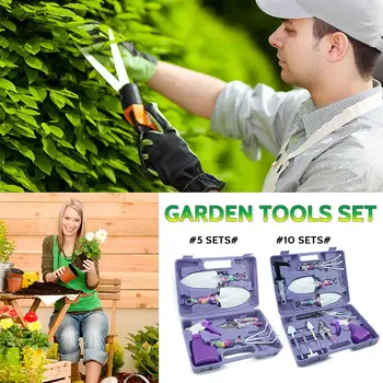 

Garden Tools Set - 5 /10 Pieces Lightweight Gardening Tools Kit Non-slip Handle Garden Hand Tools Gifts with Anti-rust Shovel