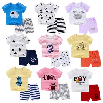 

2019 Children Clothing Set Baby Boys Girls Summer short sleeve t-shirt+pants Suit Kids Underwear Set Kids Homewear