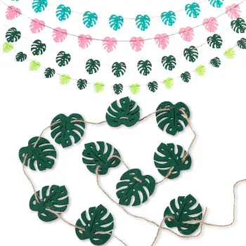 

Summer Jungle Party Decorations Hanging Felt Tropical Leaves Garland Beach Banner Luau Pool Hawaiian Baby Shower Party Supplies