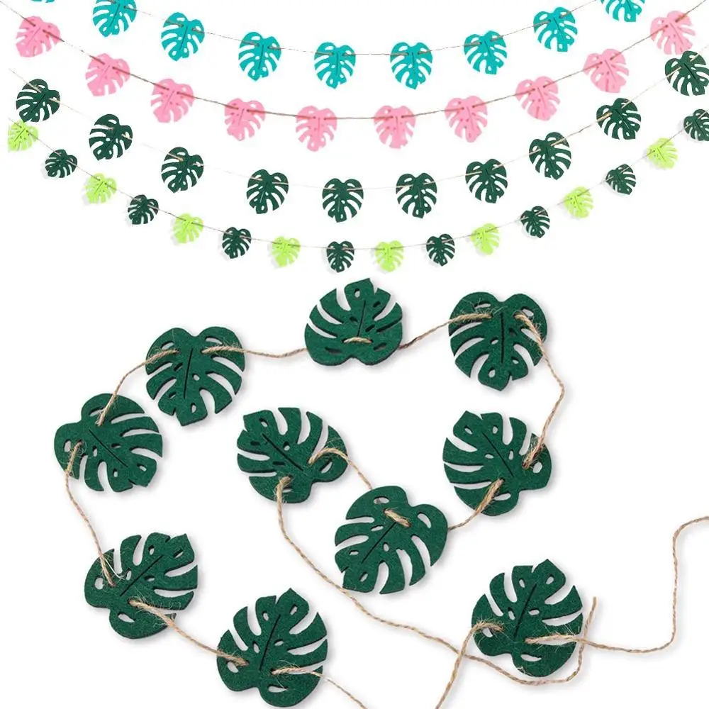 

Tropical Leaves Garland Beach Banner Birthday Luau Pool Hawaiian Party Summer Party Flamingo Instagram style Decor