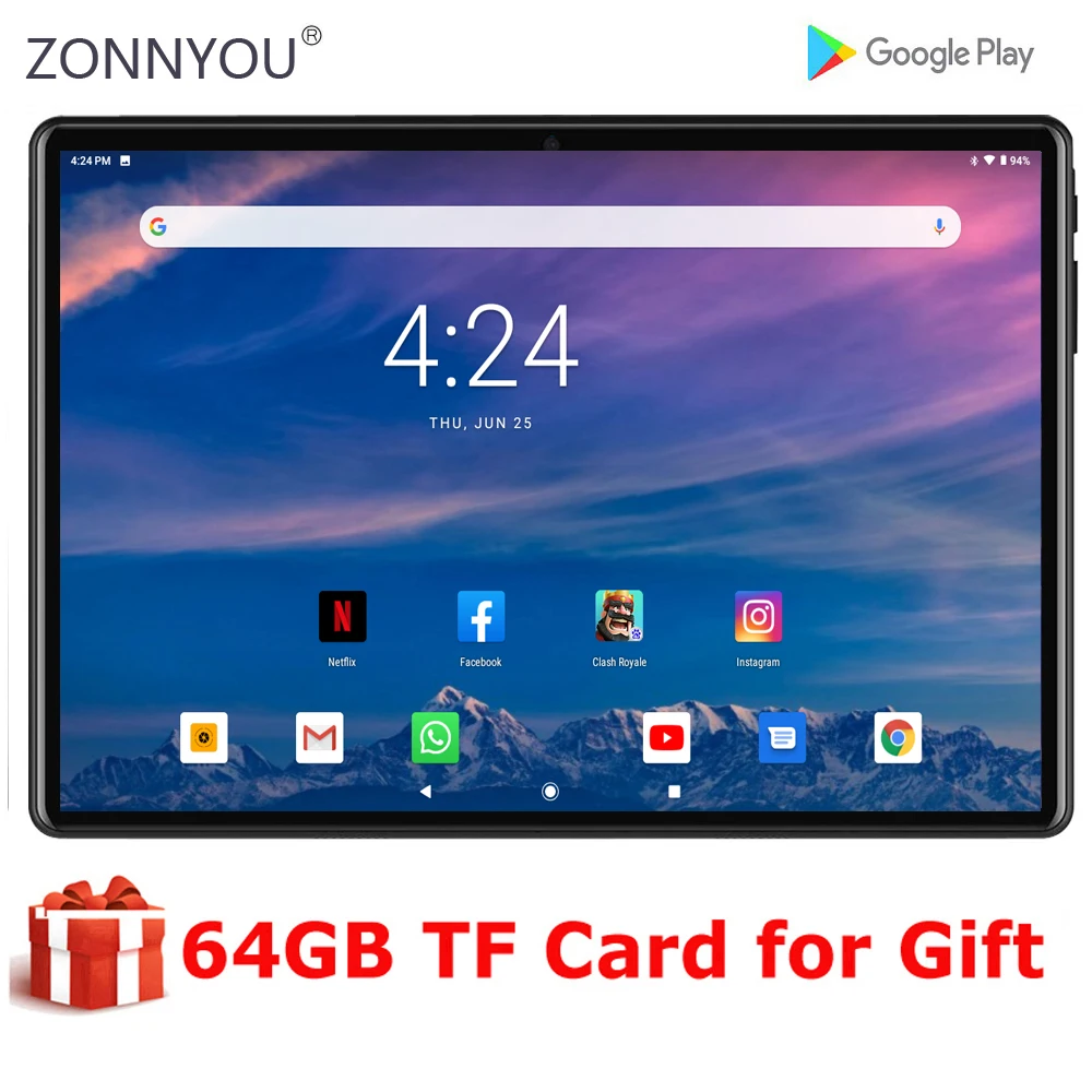 2020 New System Ultra Slim 10 inch Tablet PC 3G Phone Call Android 9.0 WiFi Bluetooth 32GB ROM phablet 10.1 For Kids Gift | Компьютеры и
