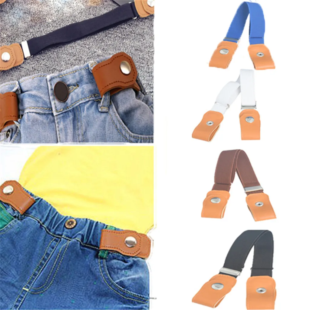 

Children's belt canvas casual fashion solid color Fashion Stretch Children's Belt Elastic Belt Buckle-Free Invisible Belt