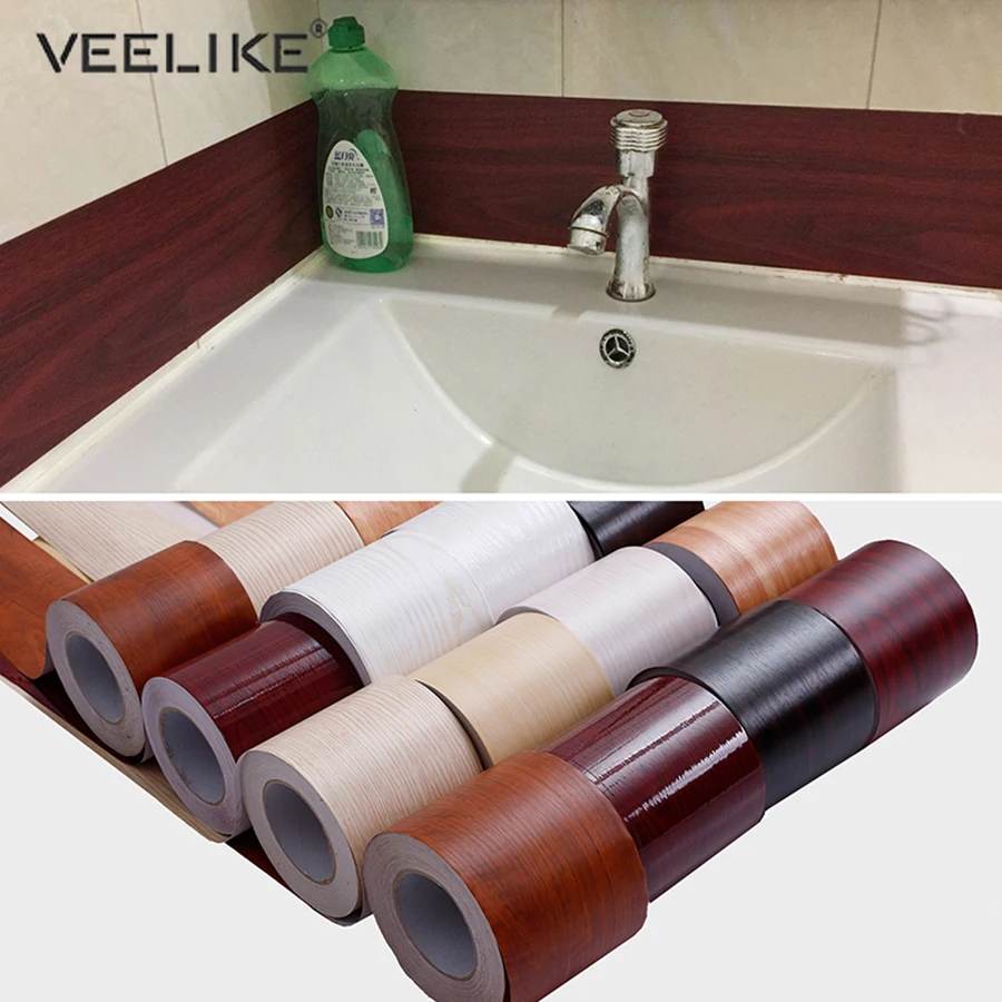 Baseboard-Floor-Sticker Wallpaper Skirting-Line Film-Decal Wood-Style Self-Adhesive Vinyl