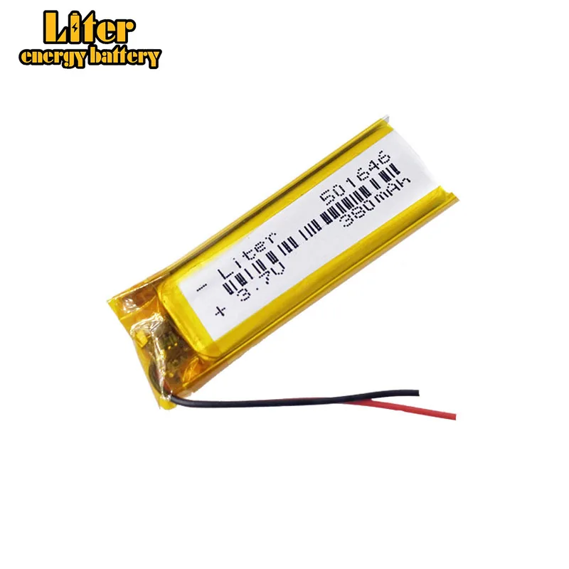Liter energy battery 3.7V 380mAh 501646 plug Lithium Polymer Li-Po Rechargeable Battery For MP3 MP4 MP5 | Электроника