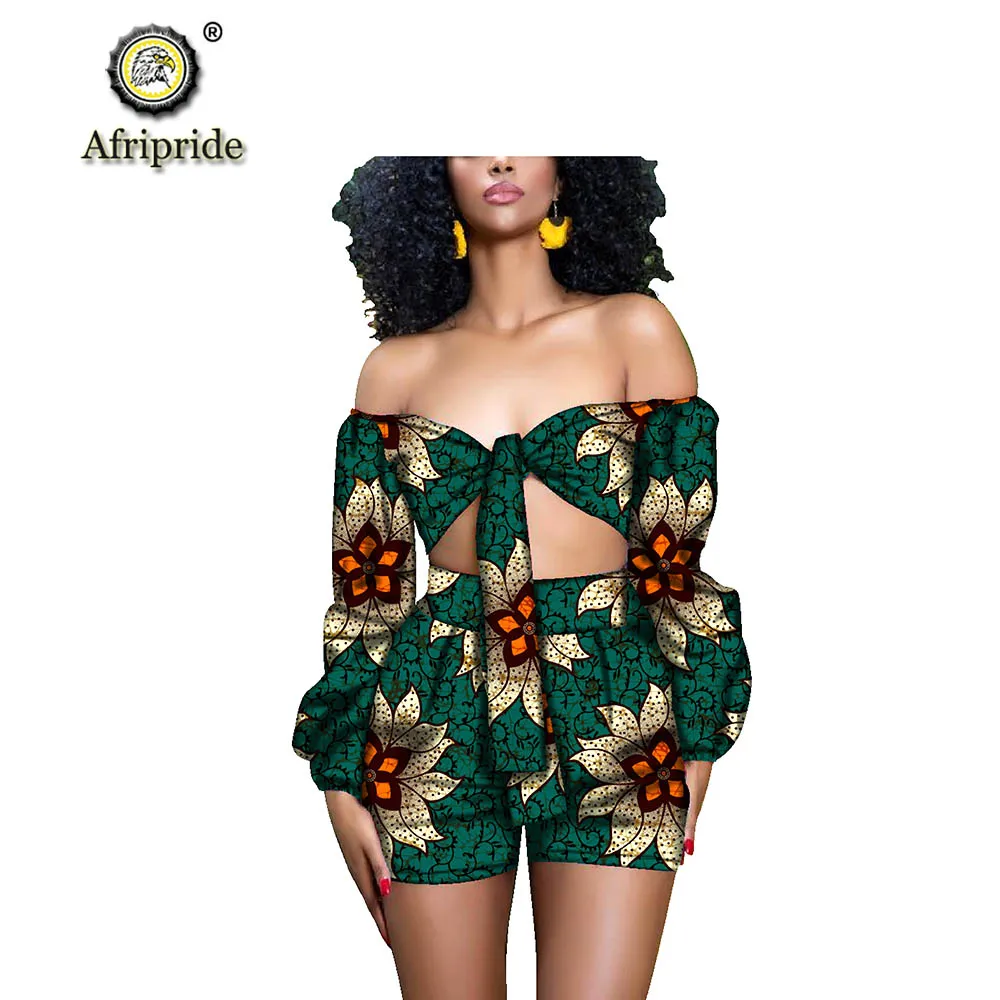 Африканский дизайн костюмы для женщин AFRIPRIDE принт Чистый хлопок без бретелек Шорты повседневные размера плюс вечерние сексуальные Клубные S1926002 - Цвет: 529