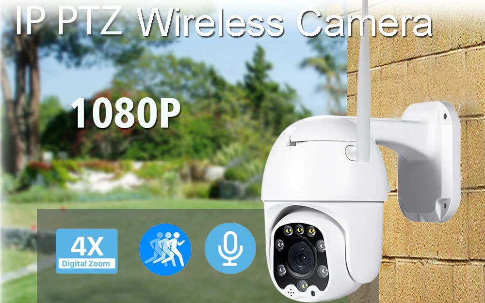 1080p wifi наружная PTZ IP камера, скоростная купольная CCTV камера безопасности, wifi, 2MP камера, ИК камера для дома, цветная, ночное видение, двухстороннее аудио