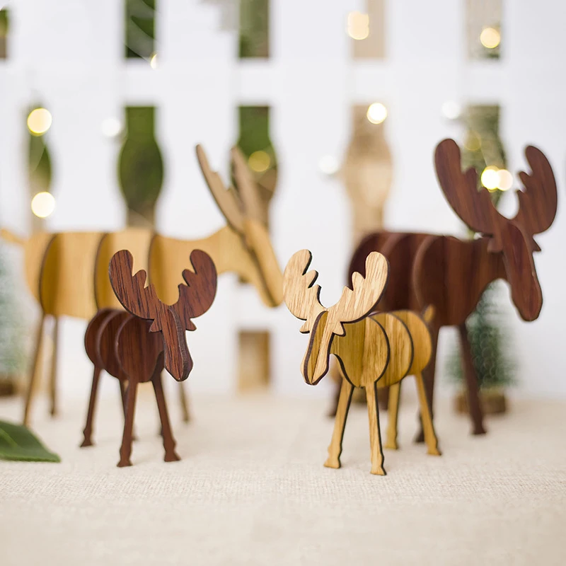 DIY деревянный орнамент с оленями украшения для рождества детские подарки для дома, баров торговых центров праздничный кулон