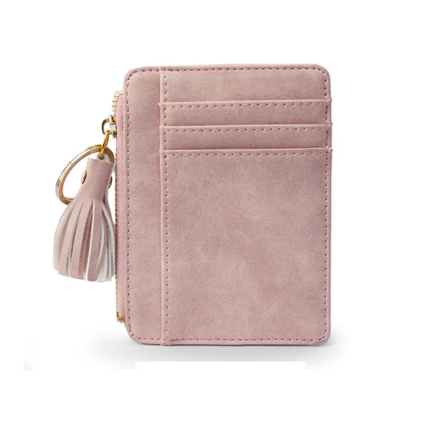 

Mini Wallet Woman leather Credit Card Bag Tassel Coin Purse Clutch Multi-Card Position Purse Transparent Coins Carteras Mujer A5