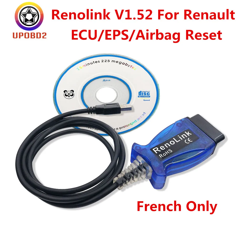 

For Renault Renolink OBD2 ECU Programmer V1.52 Reno Link Auto Key Programmer Renolink OBD2 USB Diagnostic Cable Airbag Reset