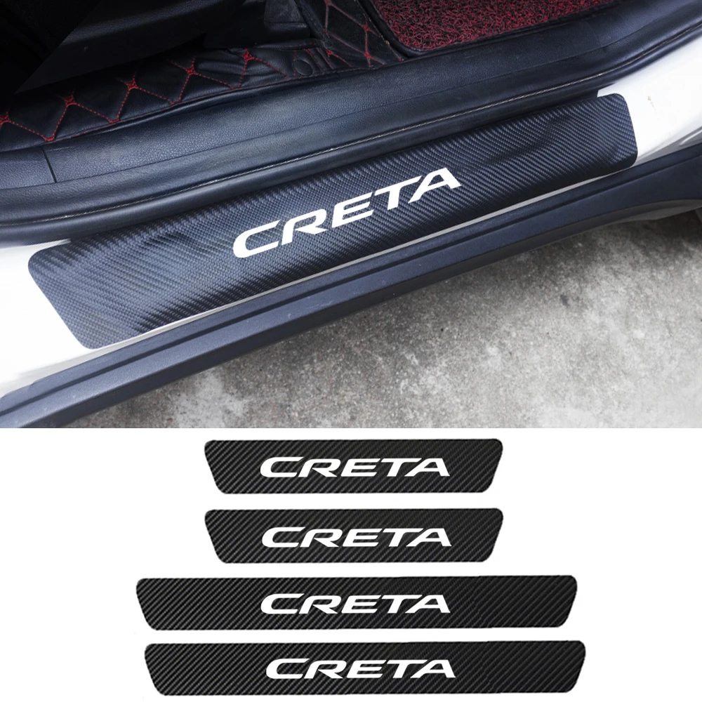 

4pcs Car Stickers Door Threshold Guard For Hyundai Creta ix25 2015-2018 2019 2020 Door Sill Scuff Plate Cover Trim Accessories