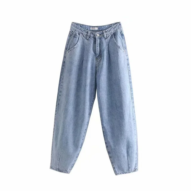 Дикие джинсы, женские свободные повседневные штаны-шаровары, джинсы для мам, уличная одежда, джинсовые штаны, женские плиссированные брюки с карманами, джинсы для женщин - Цвет: Небесно-голубой