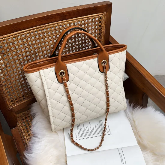 Designer Quality Luxury Handbags High Capacity Shoulder Bags For Women Lady Totes Elegant Solid Color Chain Hand Bag - Цвет: Белый