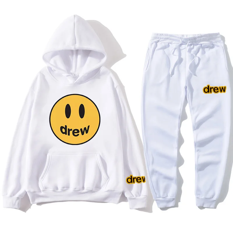 Men Clothes Tracksuit Men Sets Fashion Justin Bieber The Drew House Smile Face Print Men/Women Sportswear Suit Tracksuit Women Men Clothes Tracksuit Men Sets Fashion Justin Bieber The Drew House Smile Face Print Men/Women Sportswear Suit Tracksuit Women