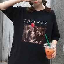 Friends casual imprimir tapas divertidas Hip hop punk de manga corta femenina Harajuku camisetas Vintage Ulzzang camiseta dropshipping tamaño grande