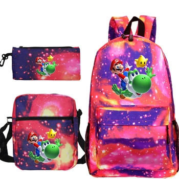 

Super Mario Backpack for Boys and Girls School Bags Student Backpack Travel Backpacks with Shoulder Bag Pen Bag