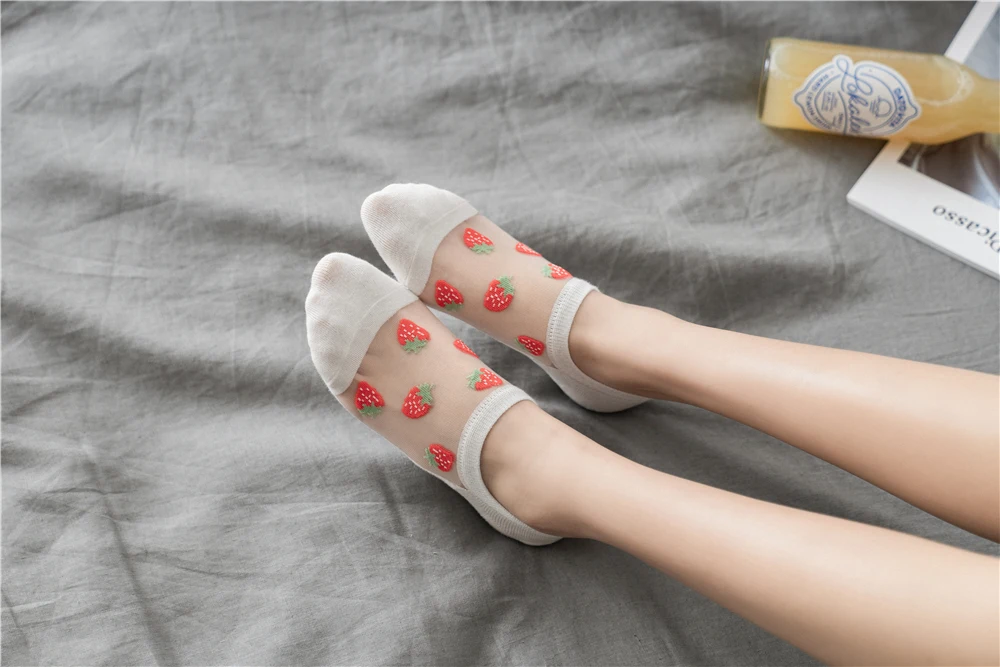 3 Paar süße Mädchen japanische Korea glücklich lustig Cartoon Baumwolle Eis Seide Socken Harajuku Obst Jacquard dünn atmungsaktiv rutschfest – Detail 36