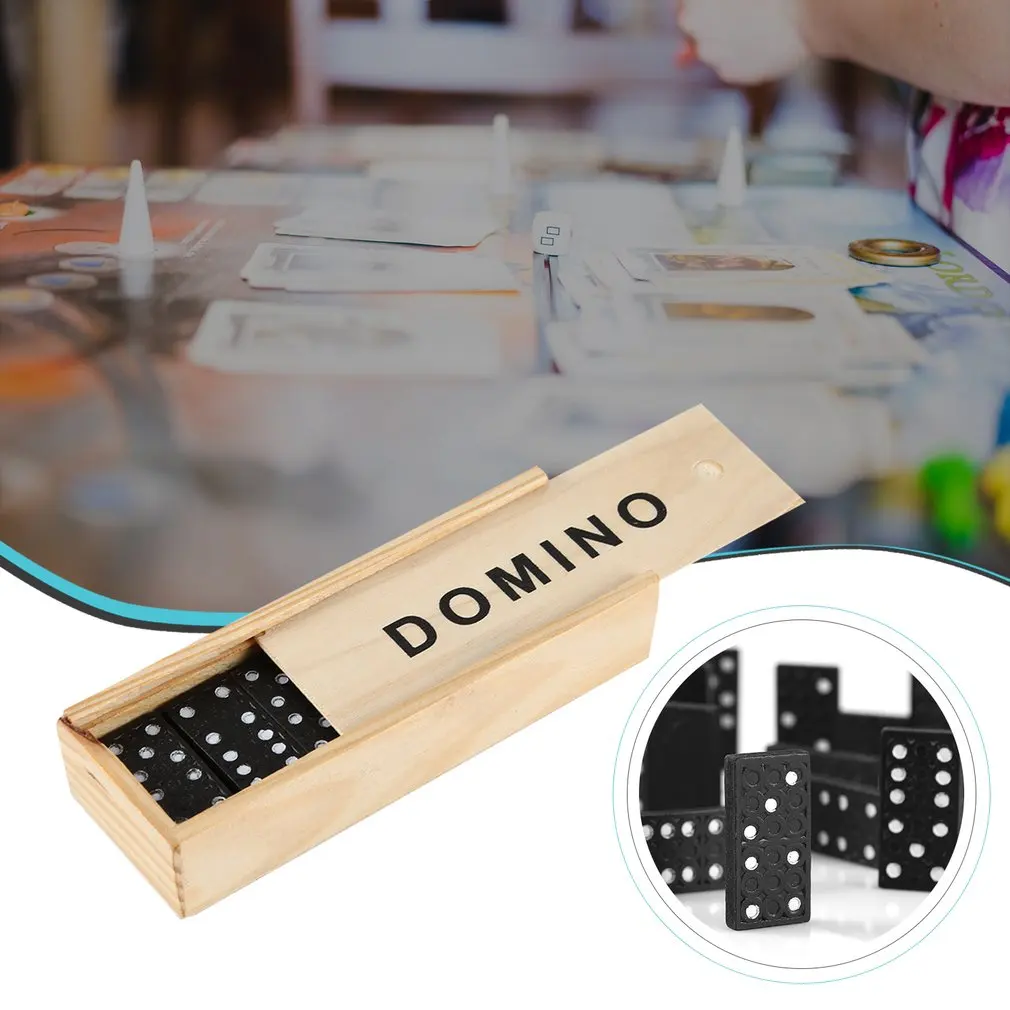 

2020 Hot Dropshipping Dominoes 28 Piece Domino Tiles Set Handcrafted Classic Numbers Table Game with Wooden Storage Case