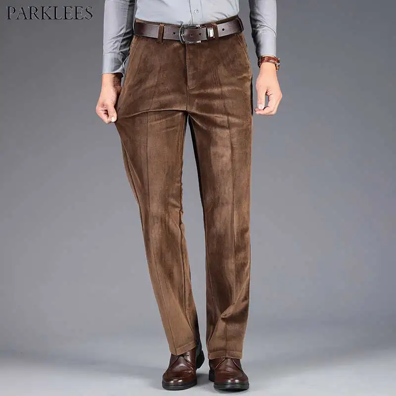 Mens Velvet Corduroy Straight Dress 
