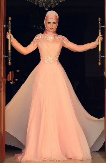 Вечернее платье с длинным рукавом и мусульманской аппликацией, abendkleider vestido De festa,, платья для матери невесты - Цвет: same as picture