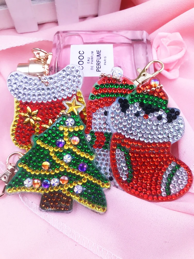 HeeBenor Store Рождество 4 шт. Алмазный брелок вышивка Diy брелок для ключей сумка Подвеска ювелирные изделия алмазная живопись DS018