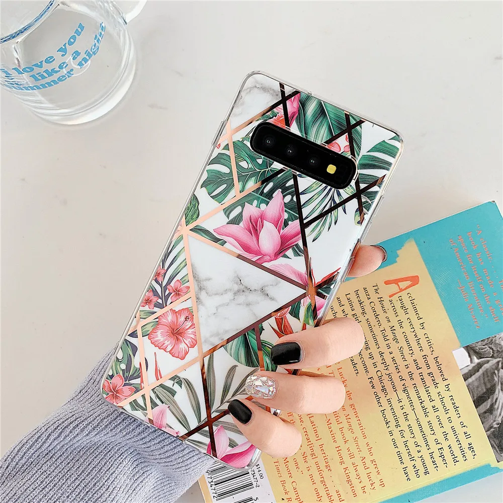 Гальванизированный геометрический чехол для телефона Samsung Galaxy S8 S9 S10 Plus Note 8 9 10 A10