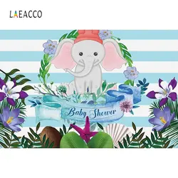 Laeacco Baby Shower синие полосы слон листья цветы Фото фоны индивидуальные Фотофон для фотостудии