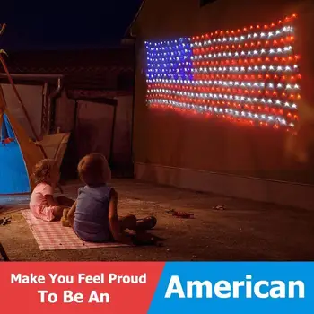 

31V 8 Light Modes American Flag String Light LED Net Light USA Flag Light With Timing Memory Function Indoor Outdoor D30