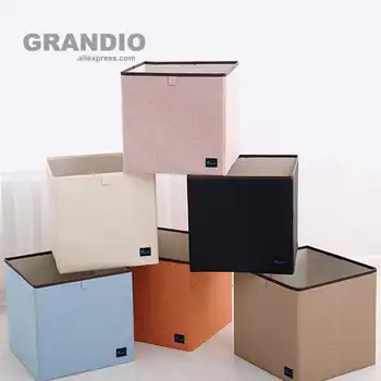 

Linen Storage Box For Clothes Toys Snacks Collection 33x33x33cm Solid Color With Without Cover Under Bed Wardrobe Storage Case