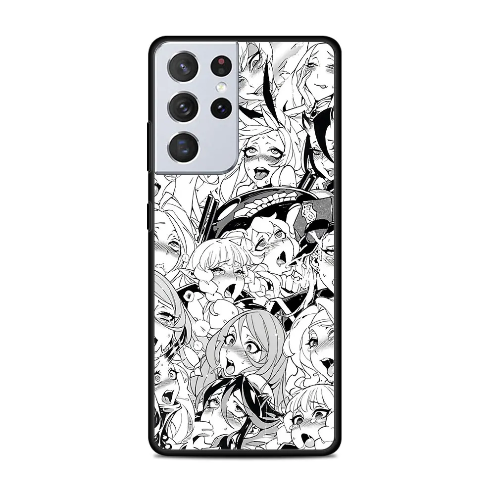 Ahegao Manga Cô Gái Dành Cho Samsung Galaxy Samsung Galaxy S21 S20 FE Cực Lite S10 S9 S8 S7 S6 Edge Plus Viền Silicone Mềm Mại đen Ốp Lưng Điện Thoại samsung silicone