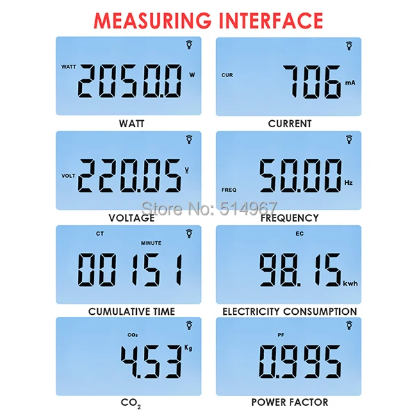 Цифровой измеритель мощности, ваттметр, измеритель энергопотребления, ватт, напряжение, Частота тока, потребление электроэнергии, монитор, розетка