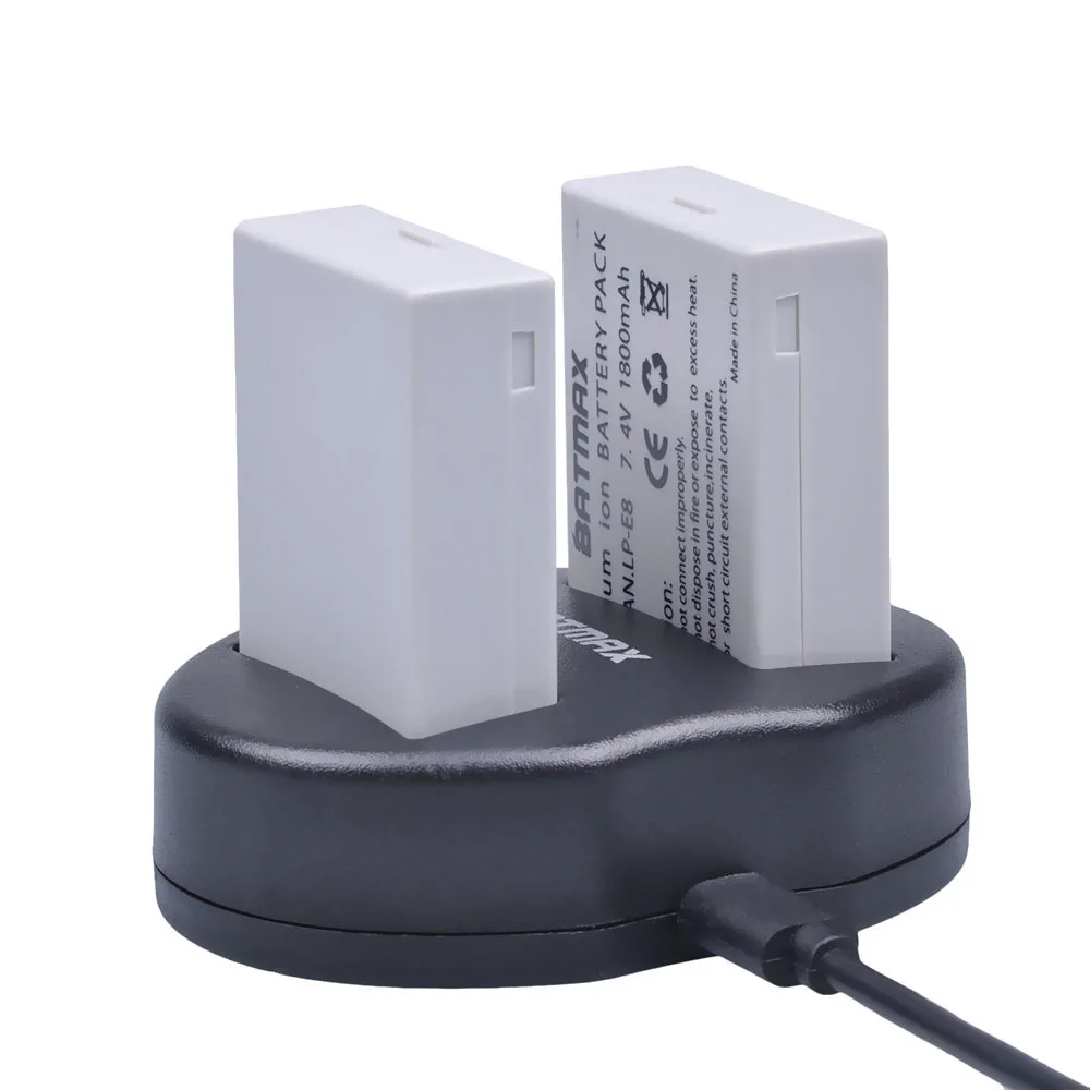 Batmax 4 шт. LP-E8 LP E8 аккумуляторная батарея+ USB двойное зарядное устройство для Canon EOS 550D 600D 650D 700D Rebel T2i T3i T4i Kiss X4 X6i X7