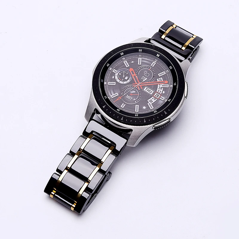 Cena 20mm 22mm ceramiczna opaska na zegarek Do Samsung Galaxy 42 46 aktywny bransoletka Gear s2 s3 Zapasowy pasek Watchband Motylowa klamra