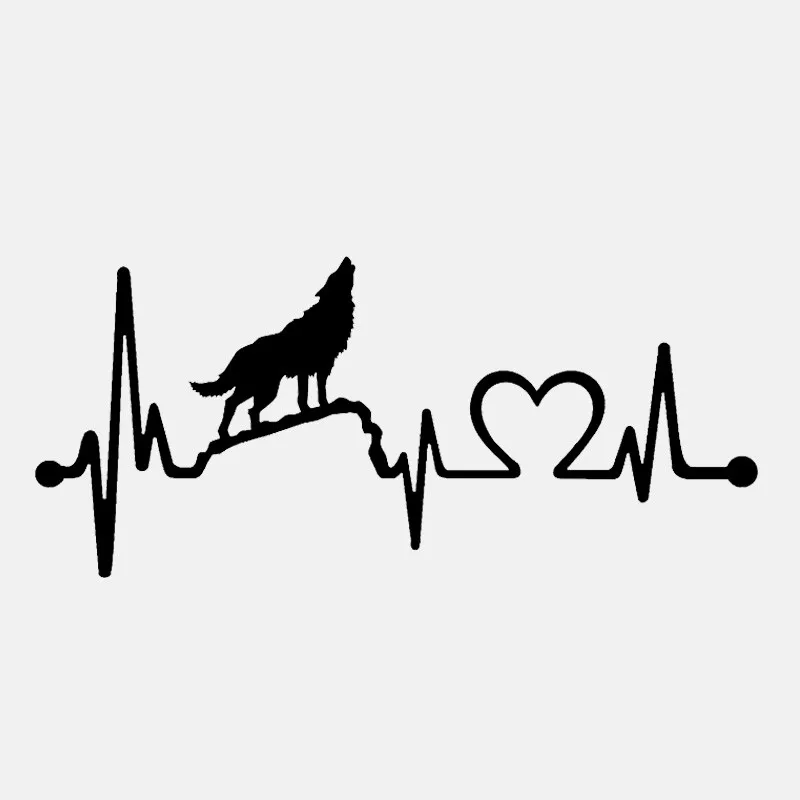 

Waterproof Fun Howling Wolf Heartbeat Lifeline Car Sticker Vinyl PVC Cover Scratches Bumper Windshield Accessories 15cm X 7cm