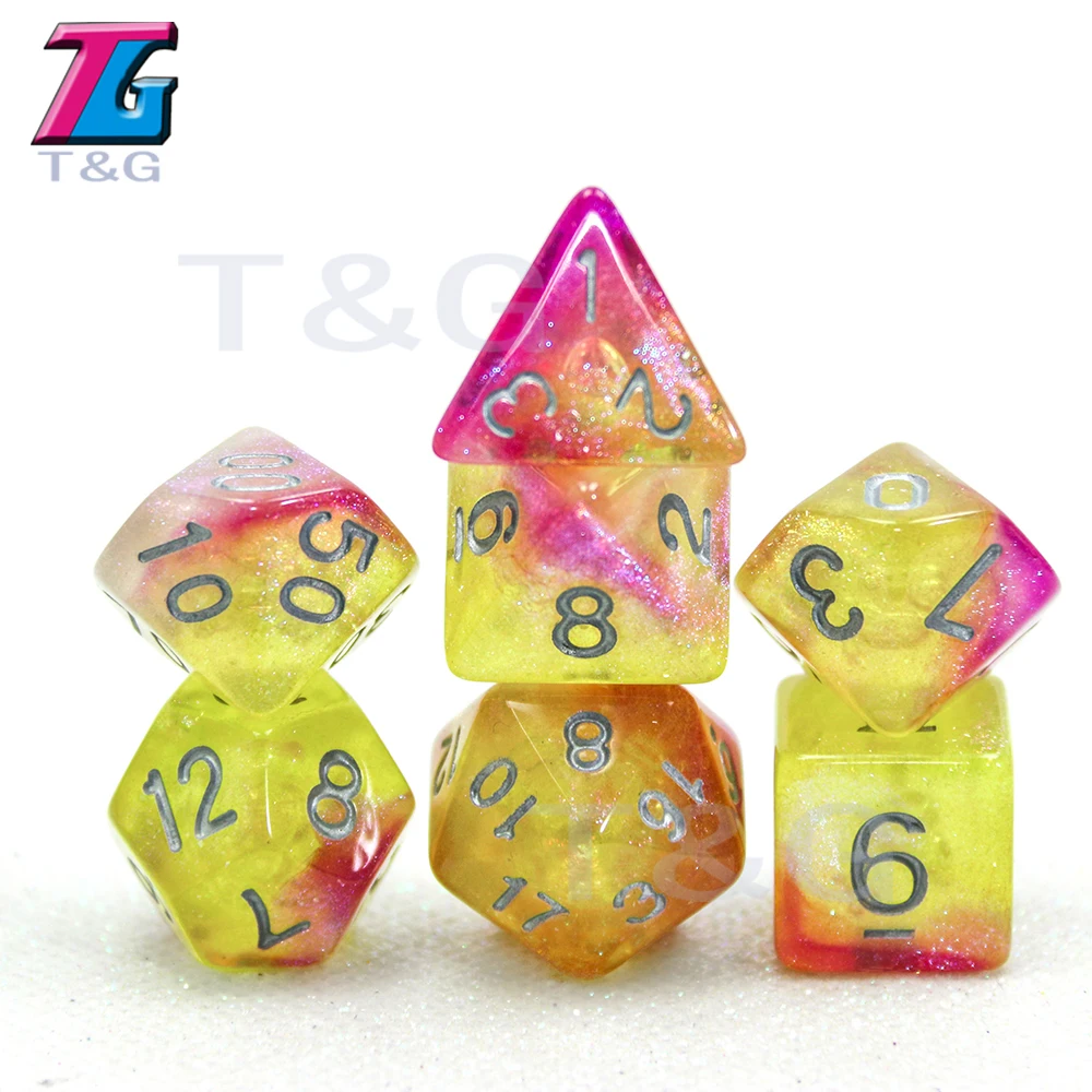 Новый Красочный Вселенная Галактика кости набор D4 D20 с сумкой Shinny Effectt Cool для DND RPG