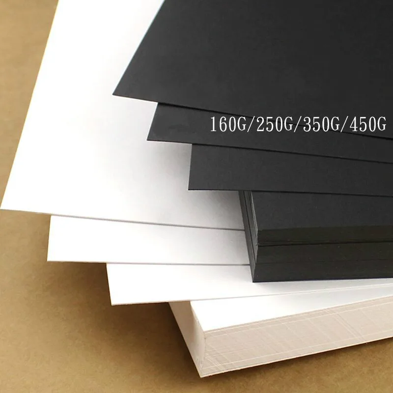 

A3 A4 Black Paper Cards Thick White Cardboard Watercolor Sketching DIY Craft Business Card Making Printing Cardboard 80g-450g
