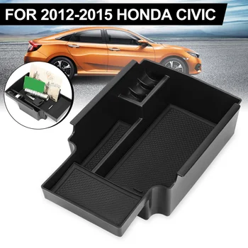 

New Black Car Center Console Armrest Storage Box Organizer Tray for Honda-Civic 2012 2013 2014 2015 220mmx130mm Car Storage Box